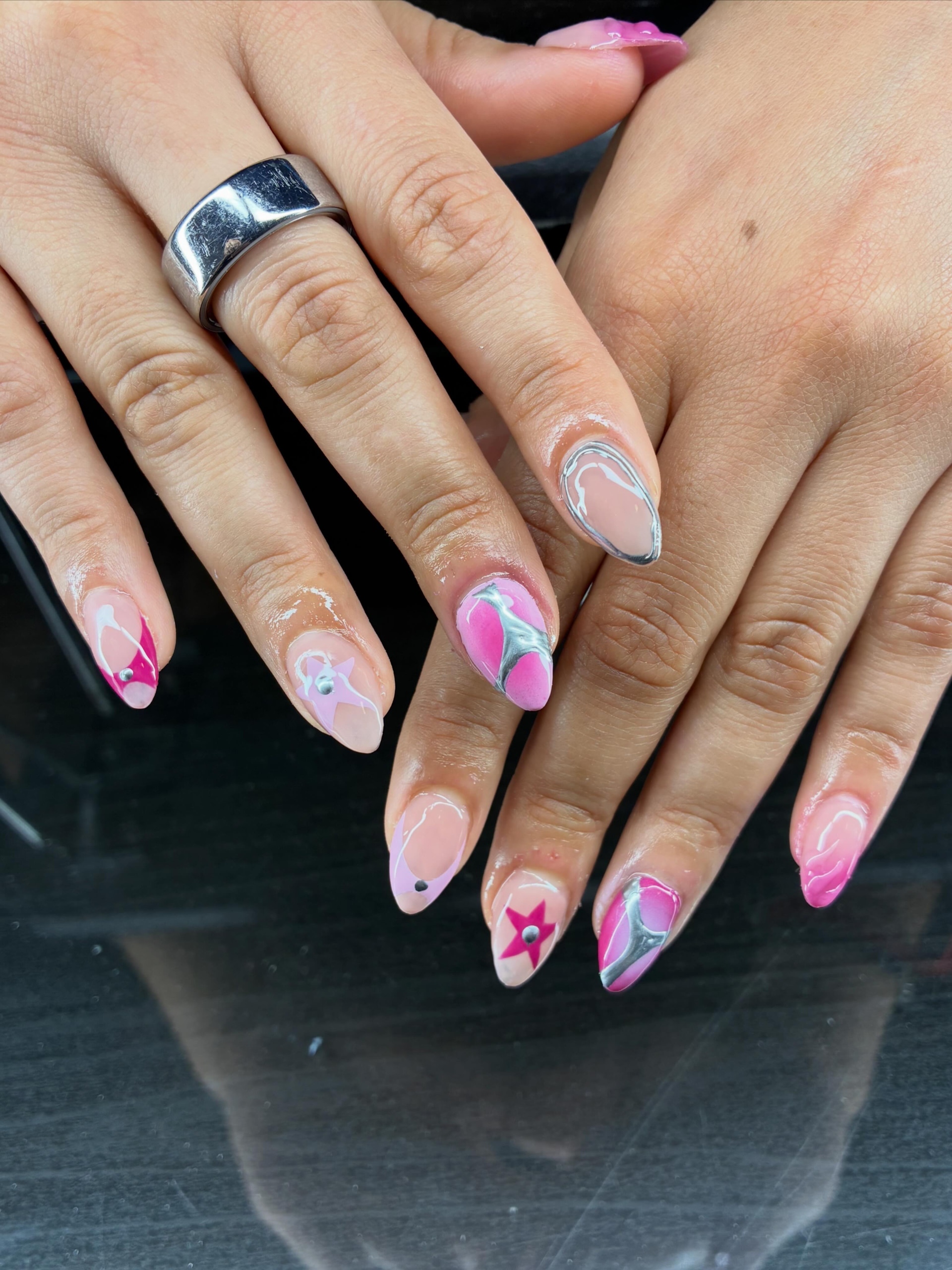 Pink abstract with a star charm