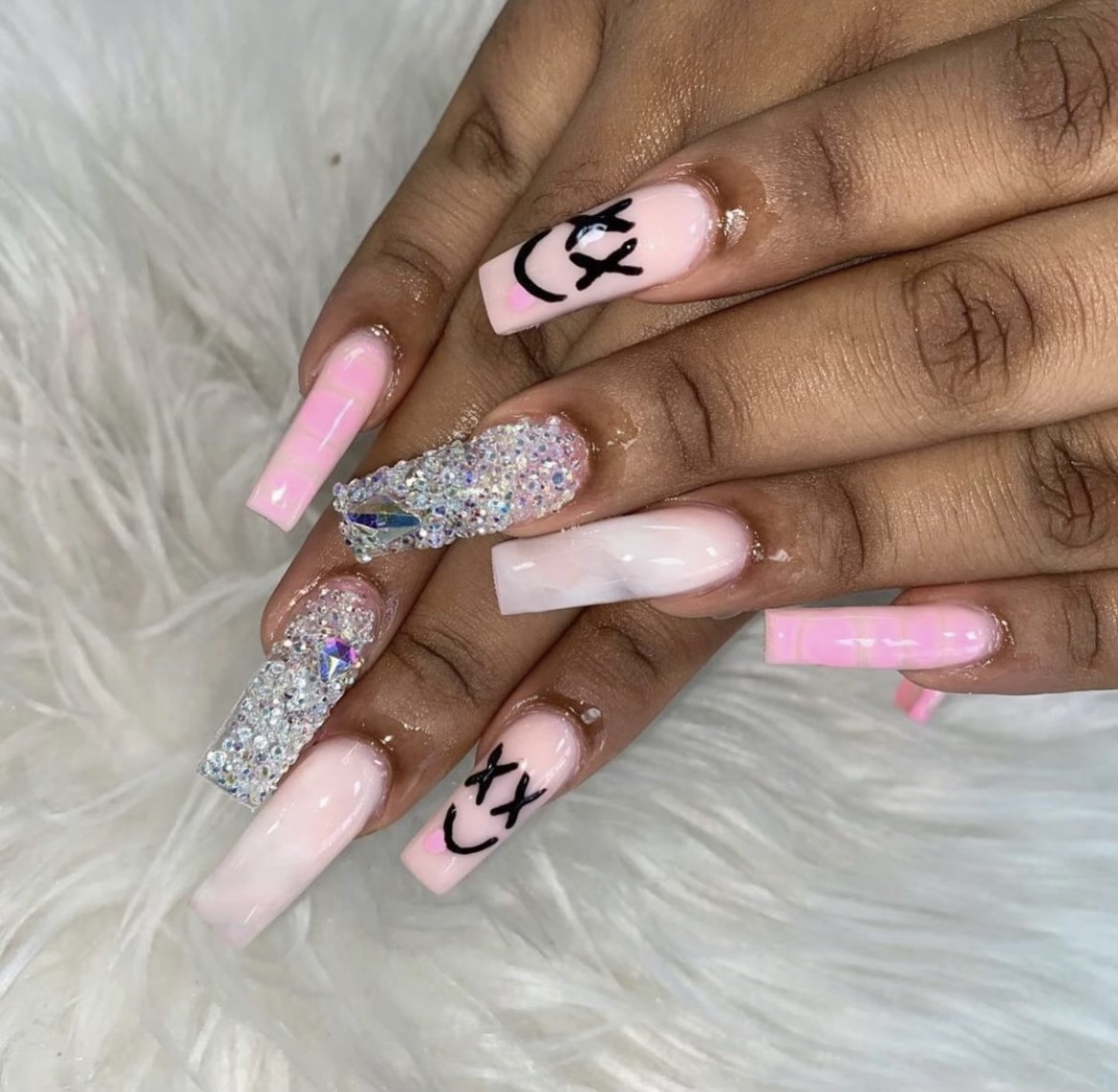 Smiley faces and silver glitter