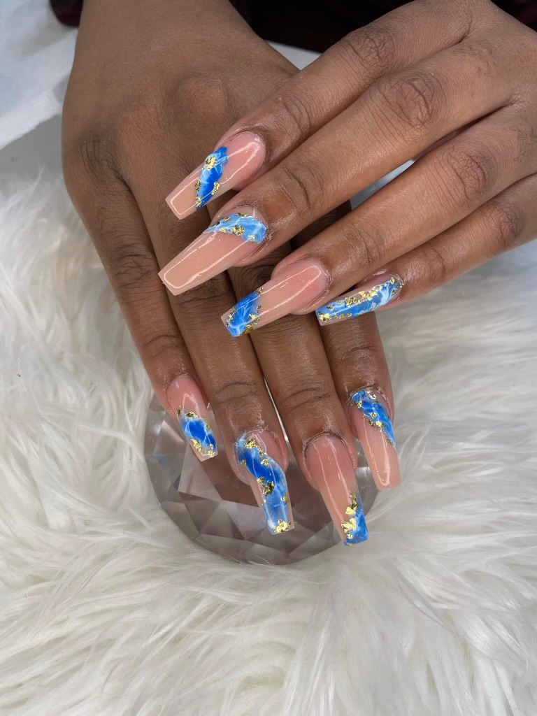 Blue and gold foil